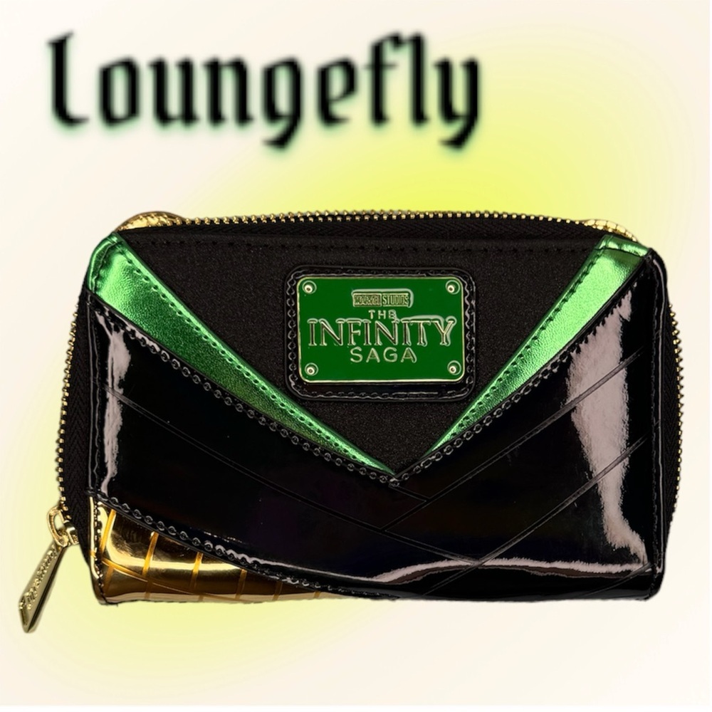 LOUNGEFLY Marvel Metallic Loki Cosplay Zip Around Wallet NWOT​ SALE
